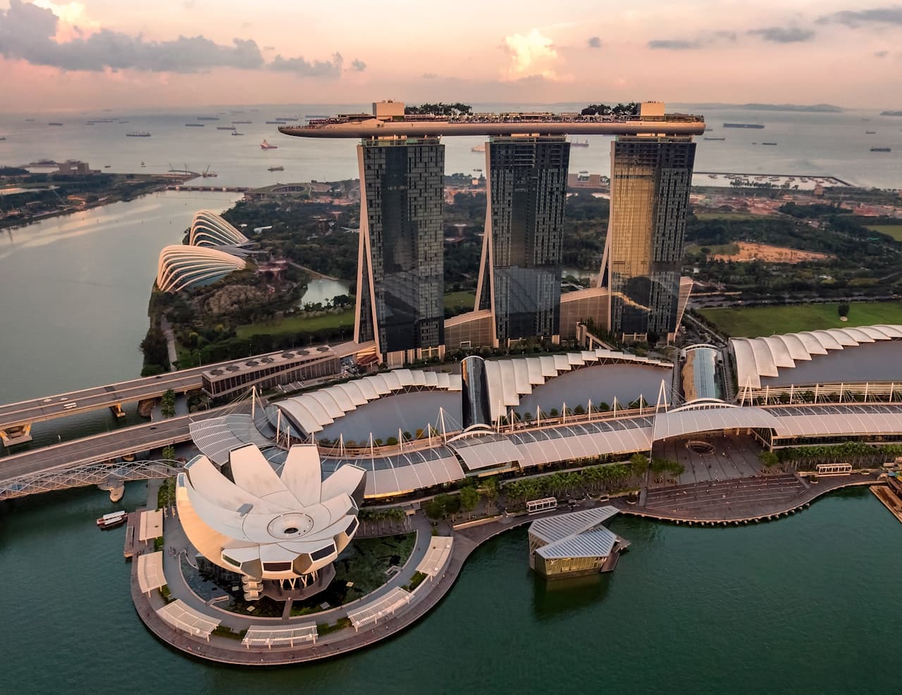 Singapore city skyline at night — strategic position in a shifting world